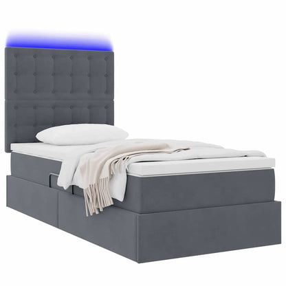 Letto con contenitore LED e materasso Grigio Scuro 90 x 190 cm | homemem39
