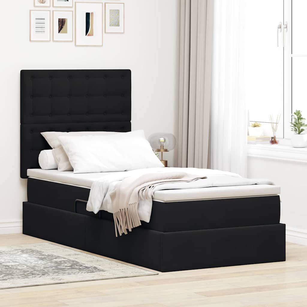 Letto con contenitore LED e materasso Nero 90 x 190 cm Velluto | homemem39