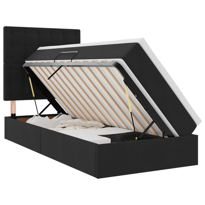 Letto con contenitore LED e materasso Nero 90 x 190 cm Velluto | homemem39