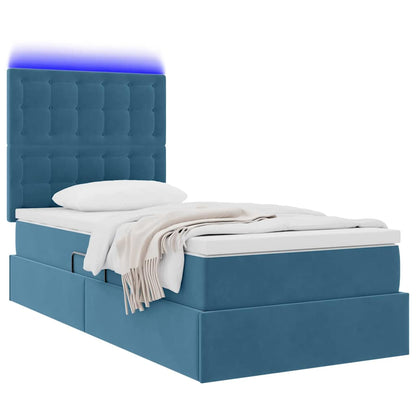 Letto con contenitore LED e materasso Blu Scuro 90 x 190 cm