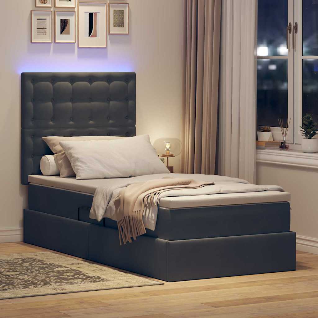Letto con contenitore LED e materasso Grigio Scuro 90 x 200 cm | homemem39