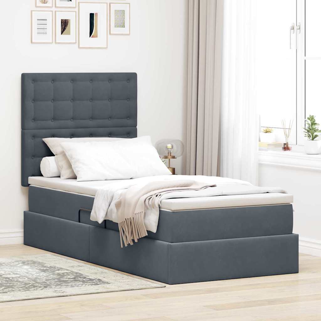 Letto con contenitore LED e materasso Grigio Scuro 90 x 200 cm | homemem39