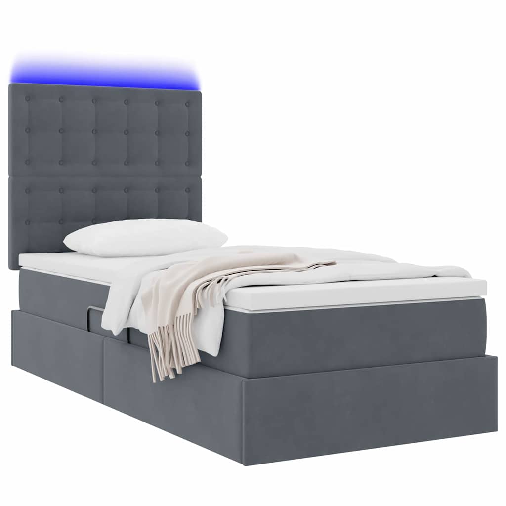 Letto con contenitore LED e materasso Grigio Scuro 90 x 200 cm | homemem39