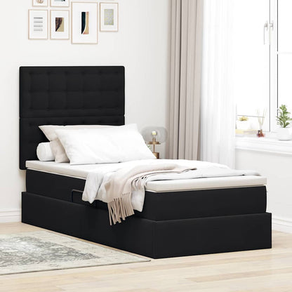 Letto con contenitore LED e materasso Nero 90 x 200 cm Velluto | homemem39
