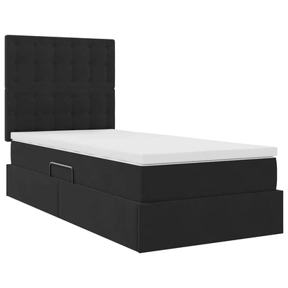 Letto con contenitore LED e materasso Nero 90 x 200 cm Velluto | homemem39