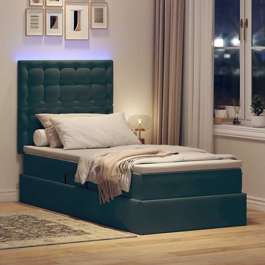 Letto con contenitore LED e materasso Verde Scuro 90 x 200 cm | homemem39