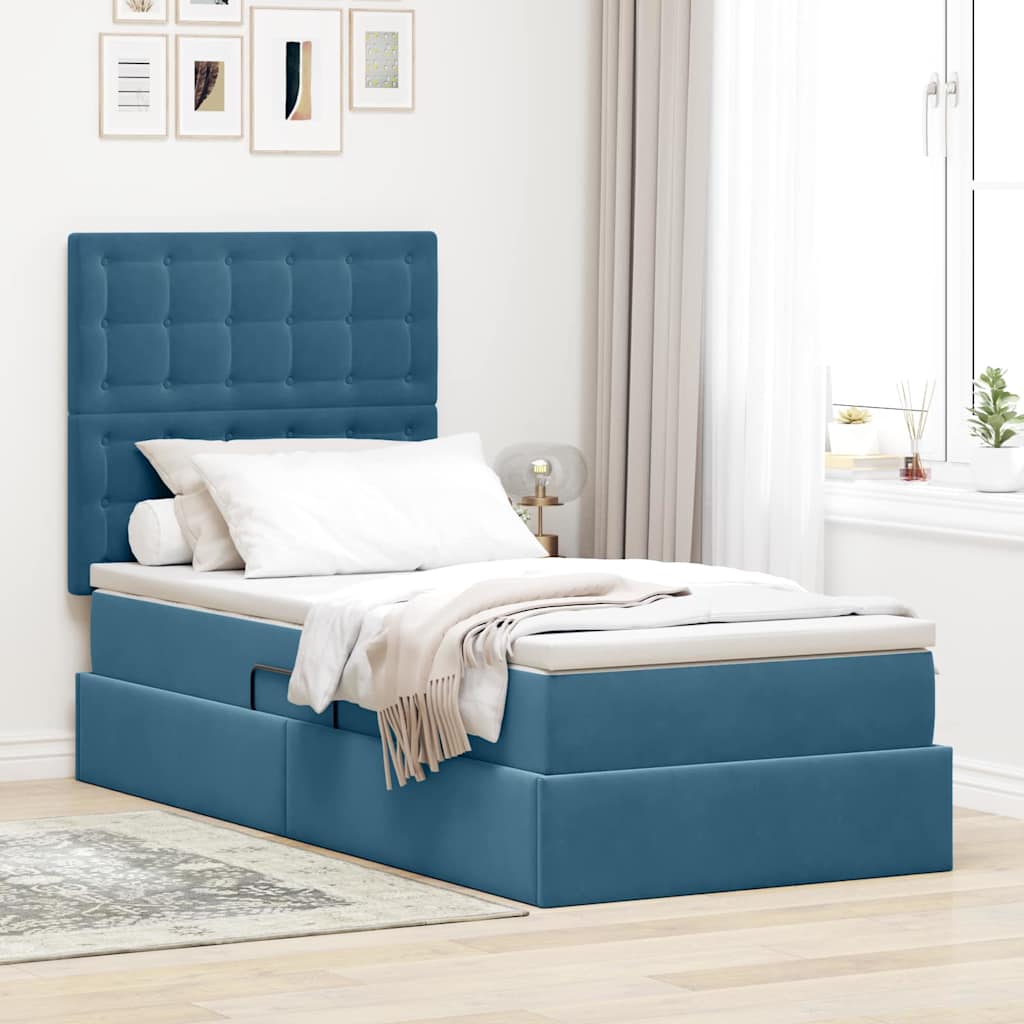 Letto con contenitore LED e materasso Blu Scuro 90 x 200 cm | homemem39