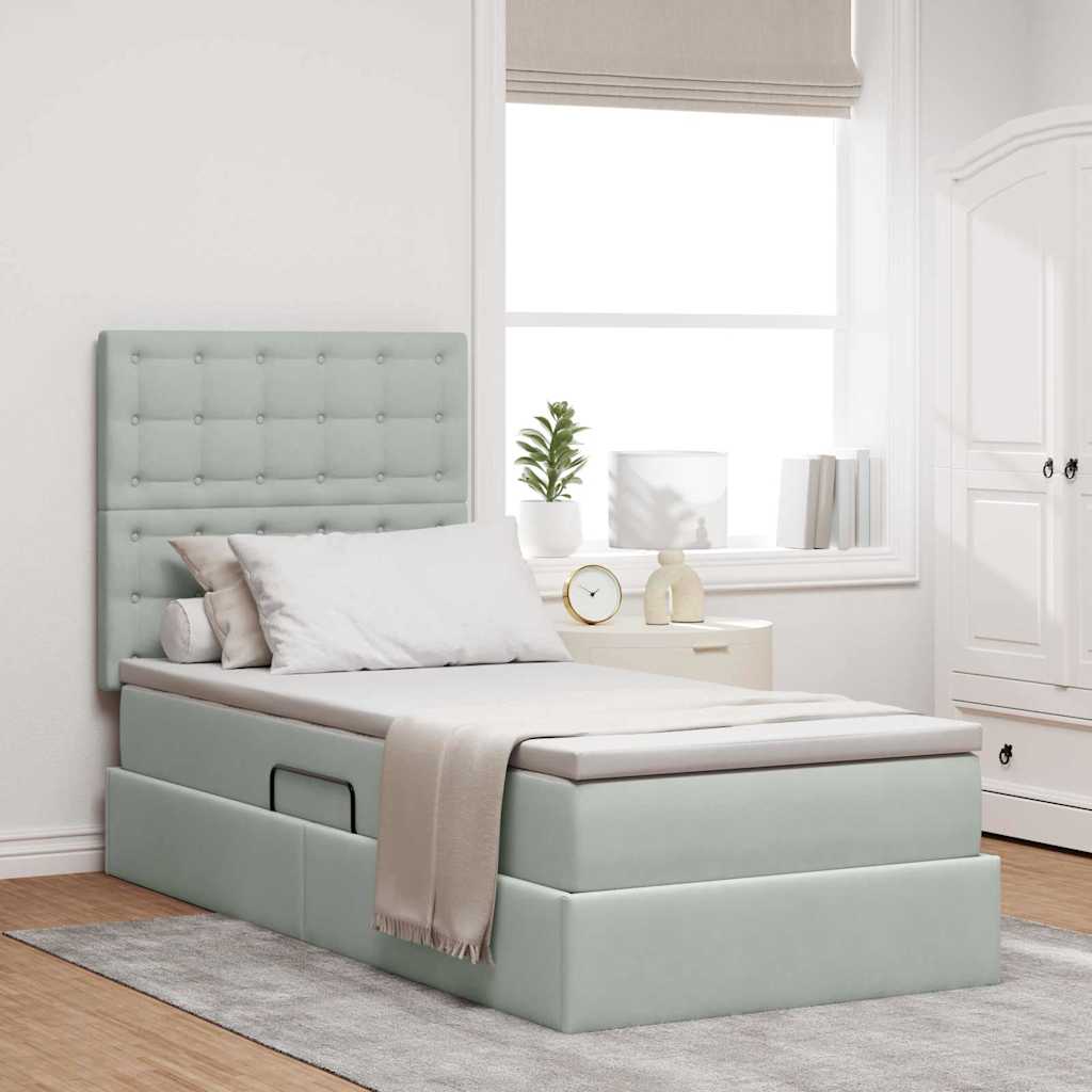 Letto con contenitore LED e materasso Grigio Chiaro | homemem39