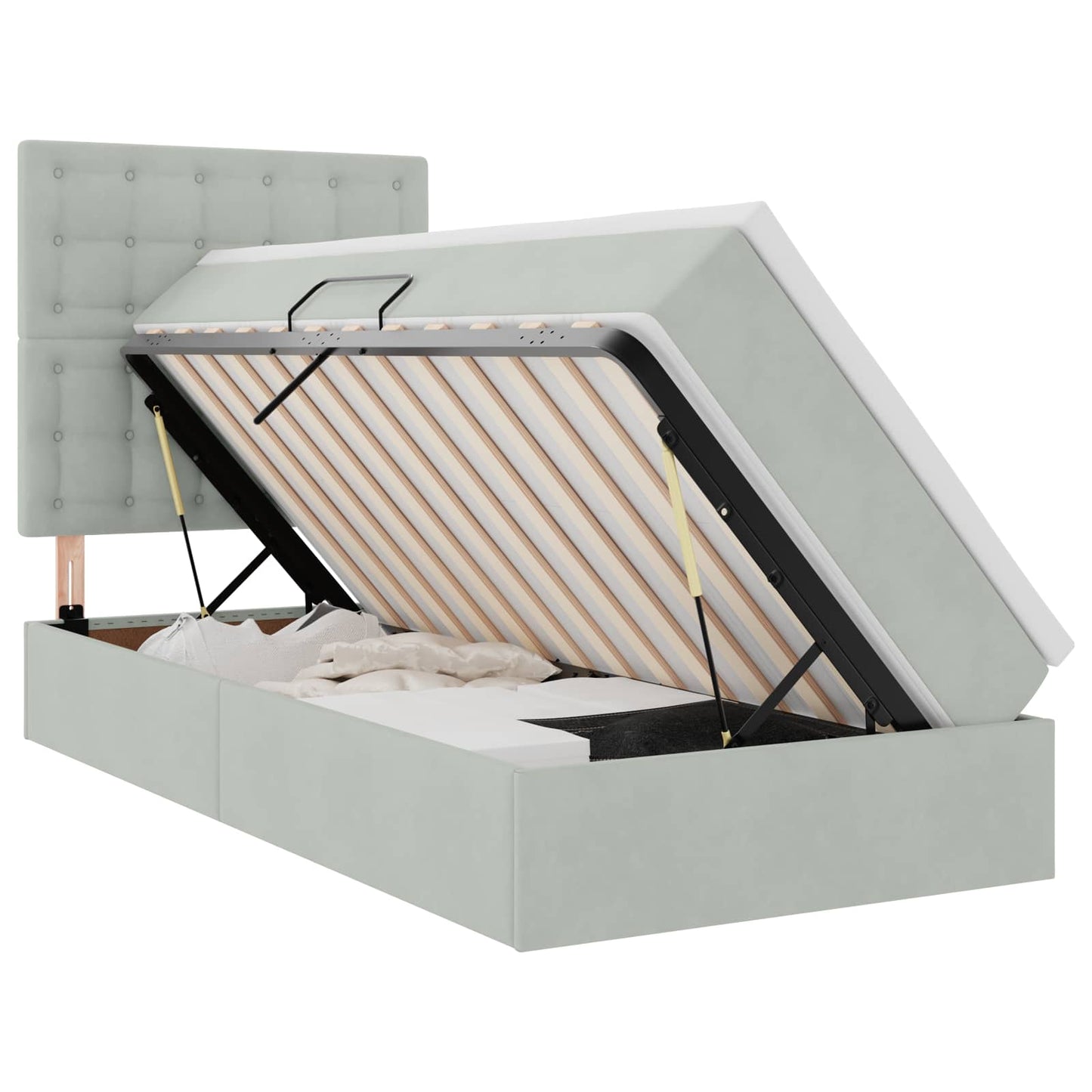 Letto con contenitore LED e materasso Grigio Chiaro | homemem39
