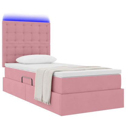 Letto con contenitore LED e materasso Rosa 100 x 200 cm Velluto | homemem39