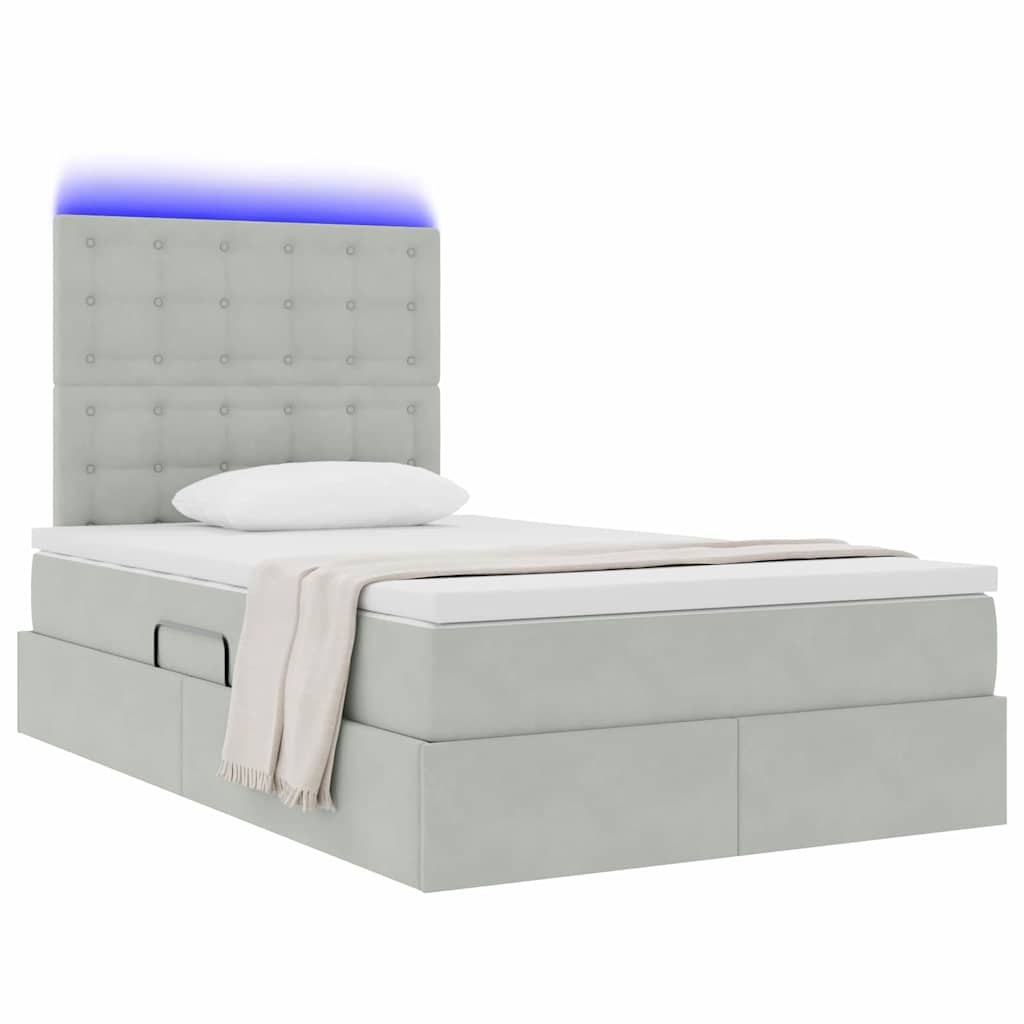 Letto con contenitore LED e materasso Grigio Chiaro | homemem39