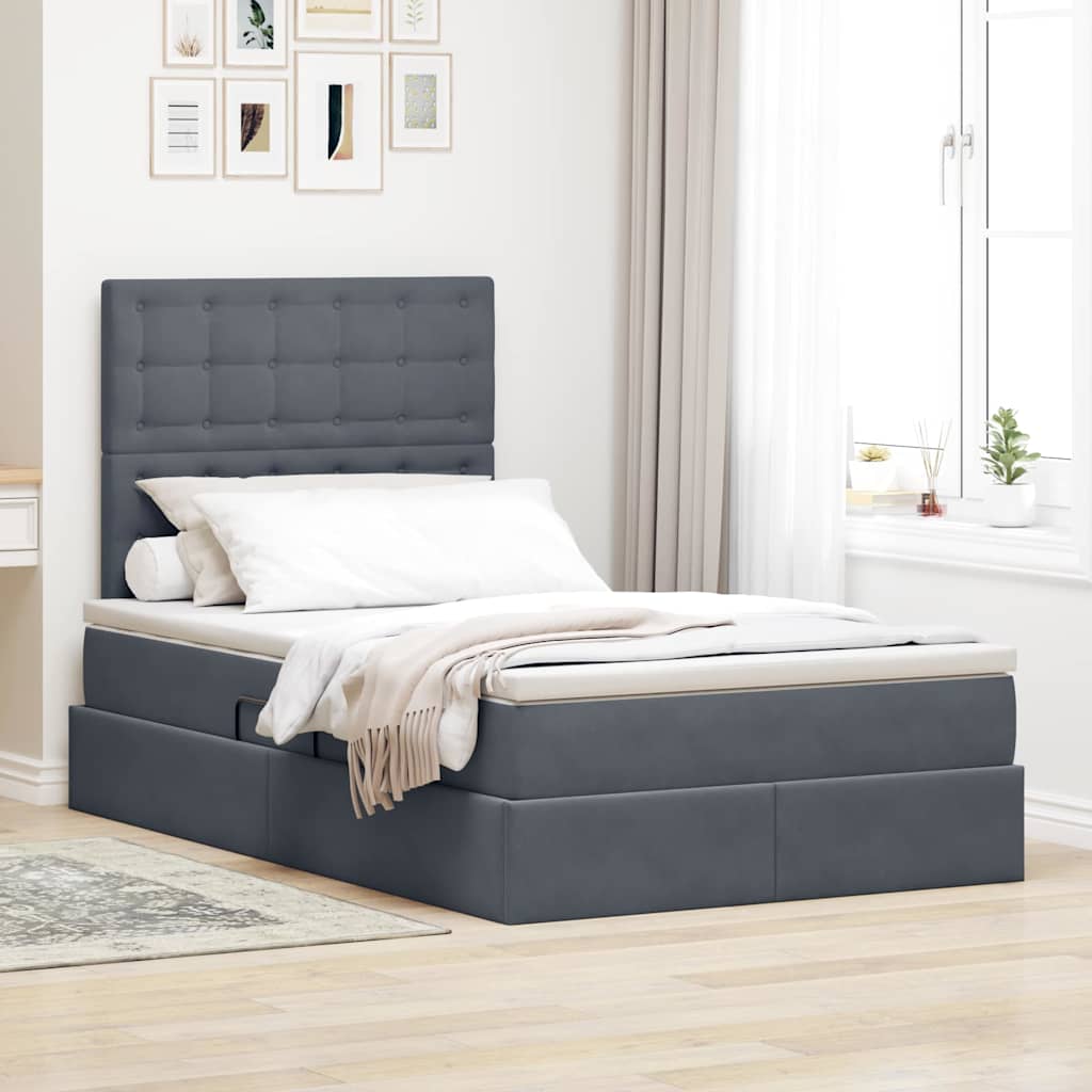 Letto con contenitore LED e materasso Grigio Scuro 120 x 200 cm | homemem39