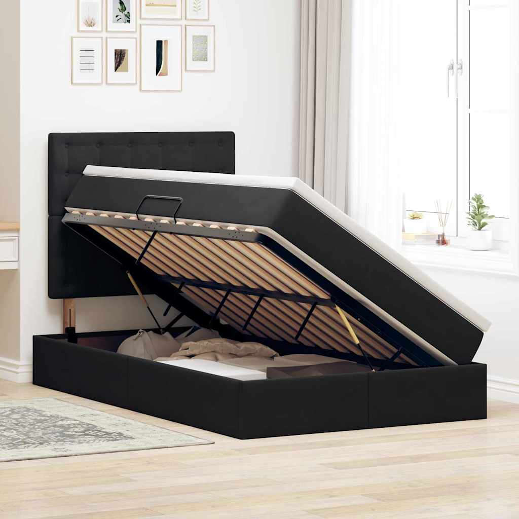 Letto con contenitore LED e materasso Nero 120 x 200 cm Velluto | homemem39