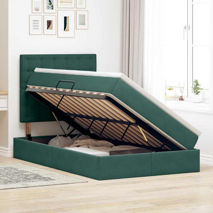 Letto con luci a strisce a LED Verde Scuro 120 x 200 cm Velluto