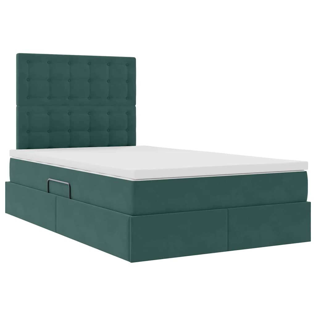 Letto con luci a strisce a LED Verde Scuro 120 x 200 cm Velluto