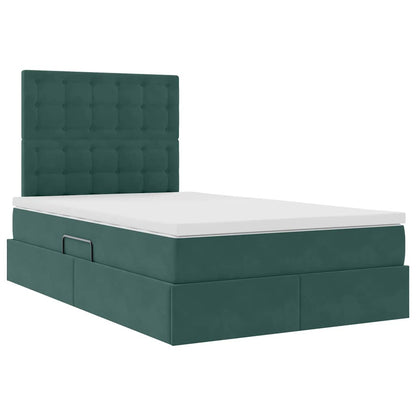 Letto con luci a strisce a LED Verde Scuro 120 x 200 cm Velluto