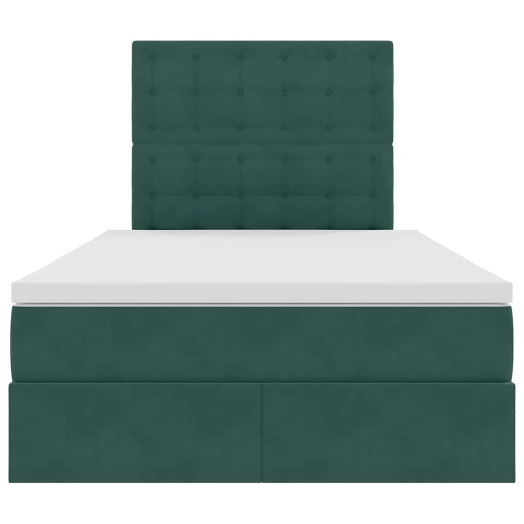 Letto con luci a strisce a LED Verde Scuro 120 x 200 cm Velluto