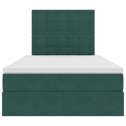 Letto con luci a strisce a LED Verde Scuro 120 x 200 cm Velluto