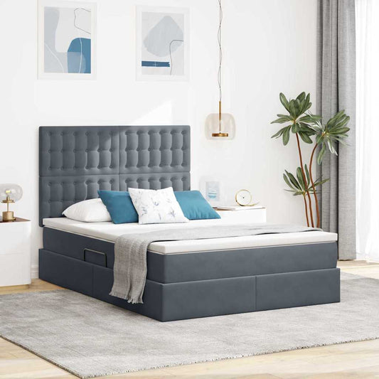 Letto con testiera Grigio scuro 140 x 190 cm Velluto