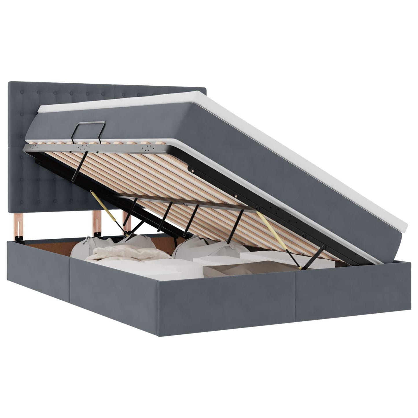 Letto con contenitore LED e materasso Grigio Scuro 140 x 190 cm | homemem39