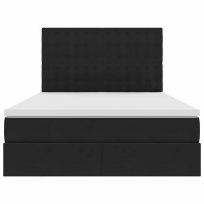 Letto con contenitore LED e materasso Nero 140 x 190 cm Velluto | homemem39