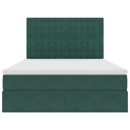 Letto con luci a strisce a LED Verde Scuro 140 x 190 cm Velluto