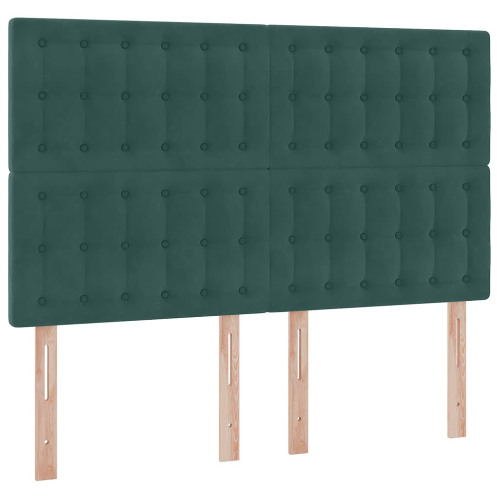 Letto con luci a strisce a LED Verde Scuro 140 x 190 cm Velluto