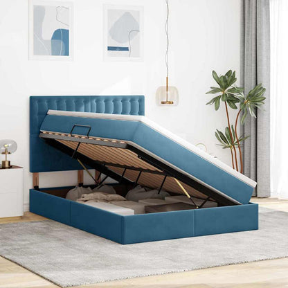 Letto con contenitore LED e materasso Blu Scuro 140 x 190 cm
