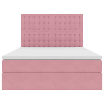 Letto con luci a strisce a LED Rosa 140 x 190 cm Velluto