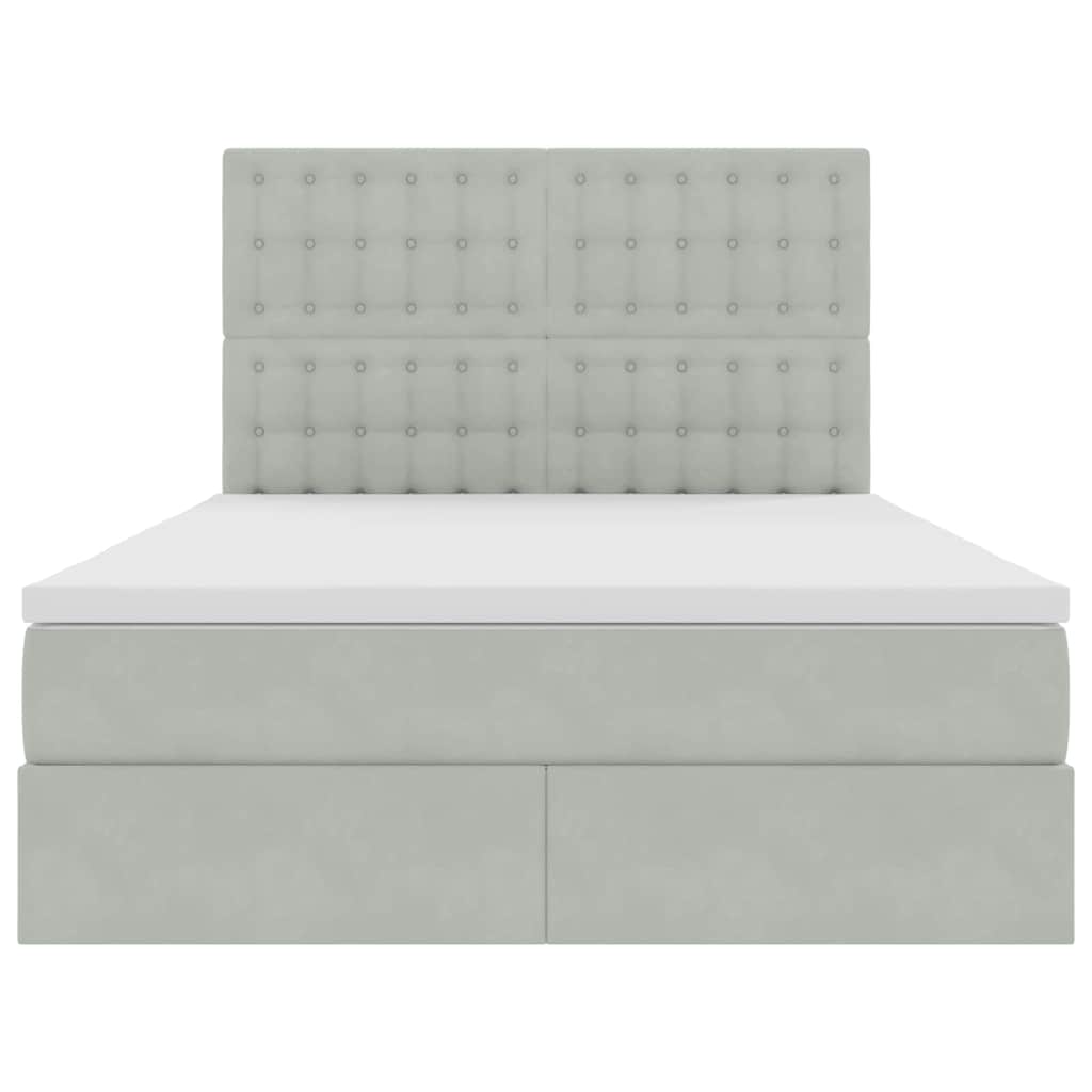 Letto con testiera Grigio chiaro 140 x 200 cm Velluto