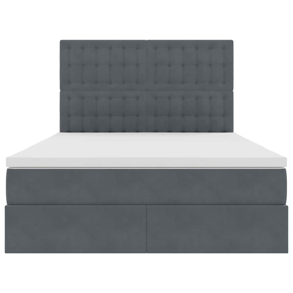 Letto con testiera Grigio scuro 140 x 200 cm Velluto