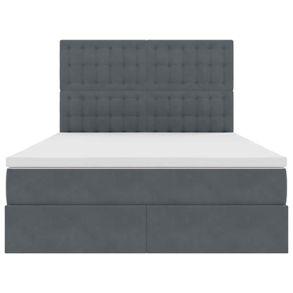 Letto con testiera Grigio scuro 140 x 200 cm Velluto