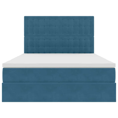 Letto con luci a strisce a LED Blu Scuro 140 x 200 cm Velluto