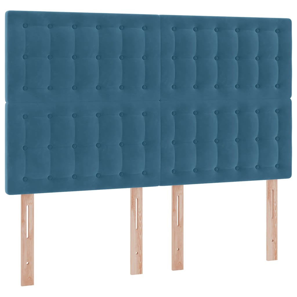 Letto con luci a strisce a LED Blu Scuro 140 x 200 cm Velluto