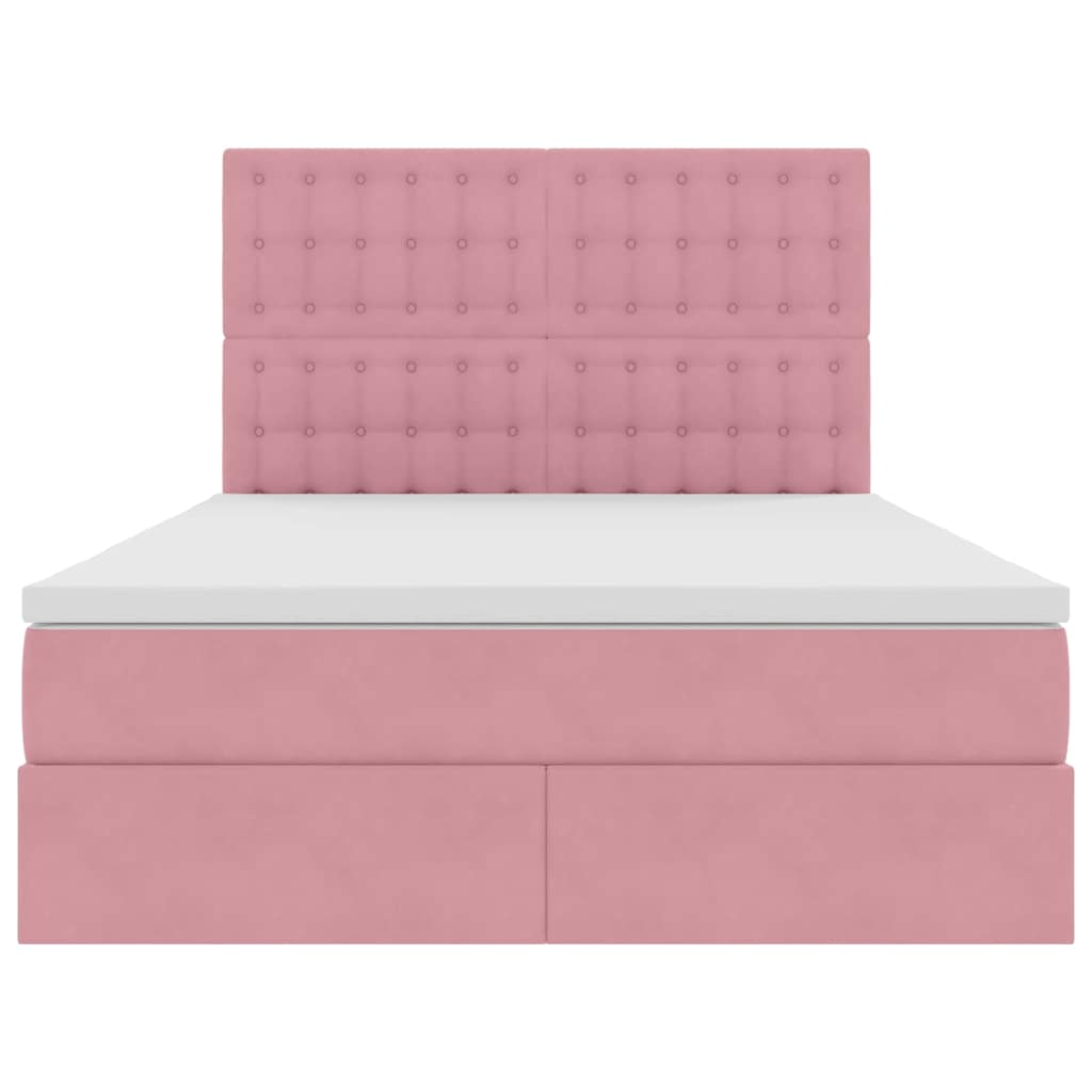 Letto con luci a strisce a LED Rosa 140 x 200 cm Velluto