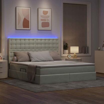 Letto con contenitore LED e materasso Grigio Chiaro | homemem39