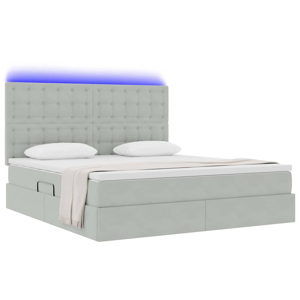 Letto con contenitore LED e materasso Grigio Chiaro | homemem39