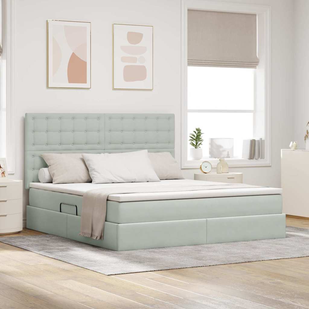 Letto con testiera Grigio chiaro 180 x 200 cm Velluto