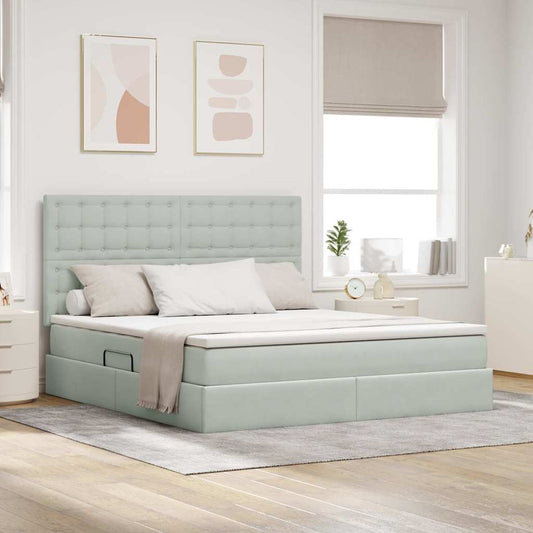 Letto con testiera Grigio chiaro 180 x 200 cm Velluto