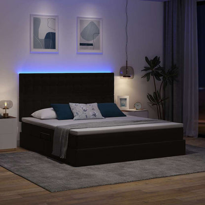 Letto con luci a strisce a LED Nero 180 x 200 cm Velluto
