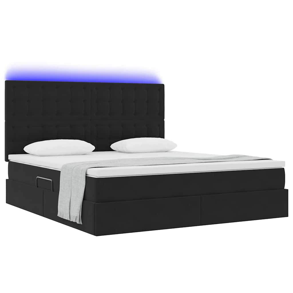Letto con luci a strisce a LED Nero 180 x 200 cm Velluto