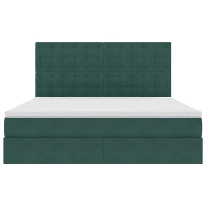 Letto con luci a strisce a LED Verde Scuro 180 x 200 cm Velluto