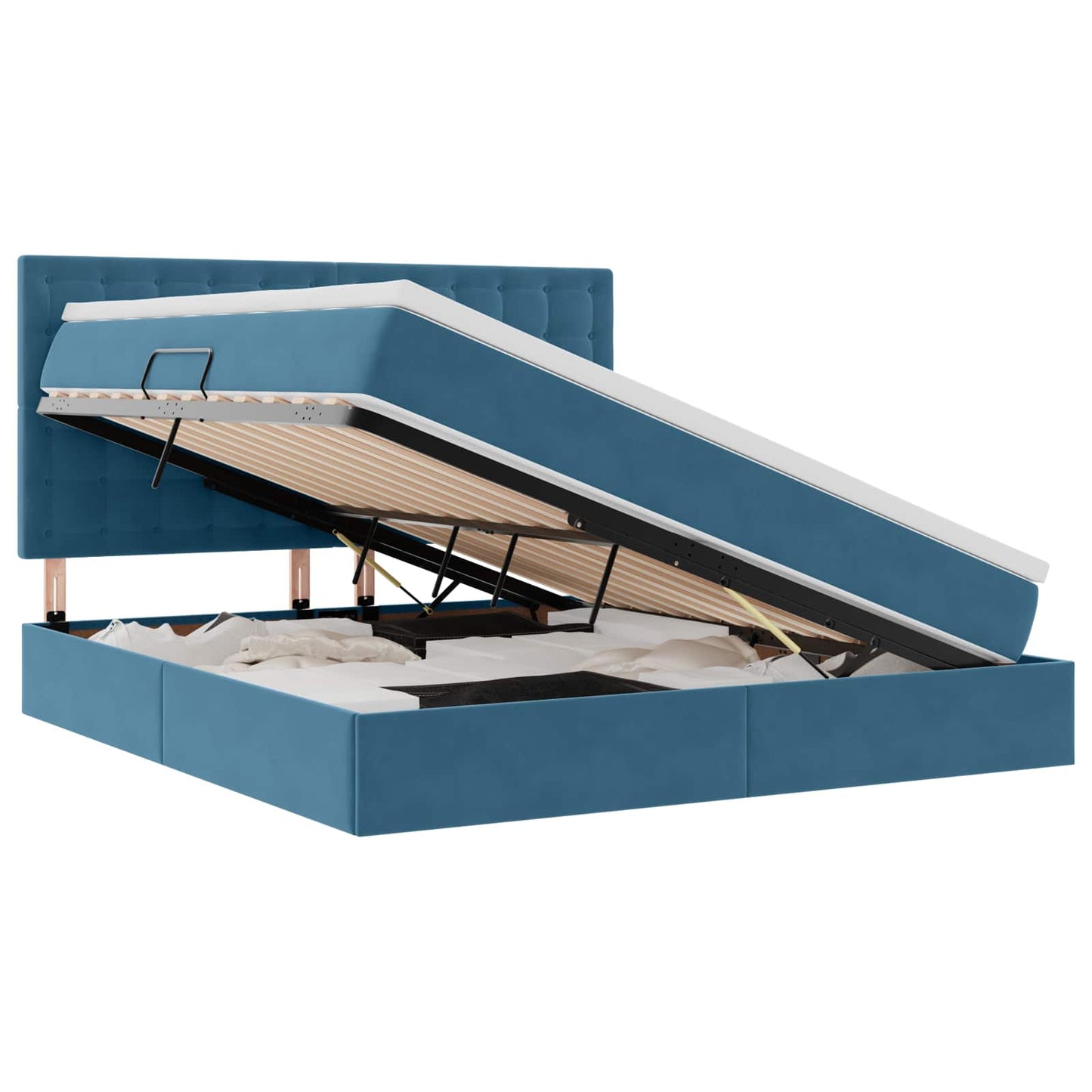 Letto con contenitore LED e materasso Blu Scuro 180 x 200 cm | homemem39