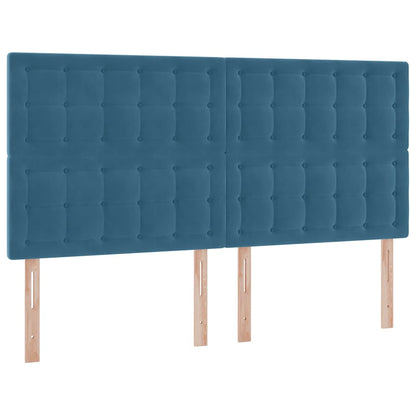Letto con luci a strisce a LED Blu Scuro 180 x 200 cm Velluto