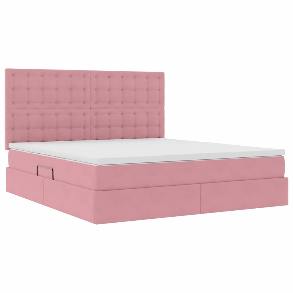 Letto con contenitore LED e materasso Rosa 180 x 200 cm Velluto | homemem39