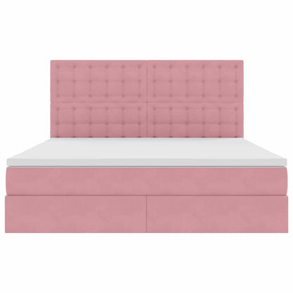 Letto con contenitore LED e materasso Rosa 180 x 200 cm Velluto | homemem39