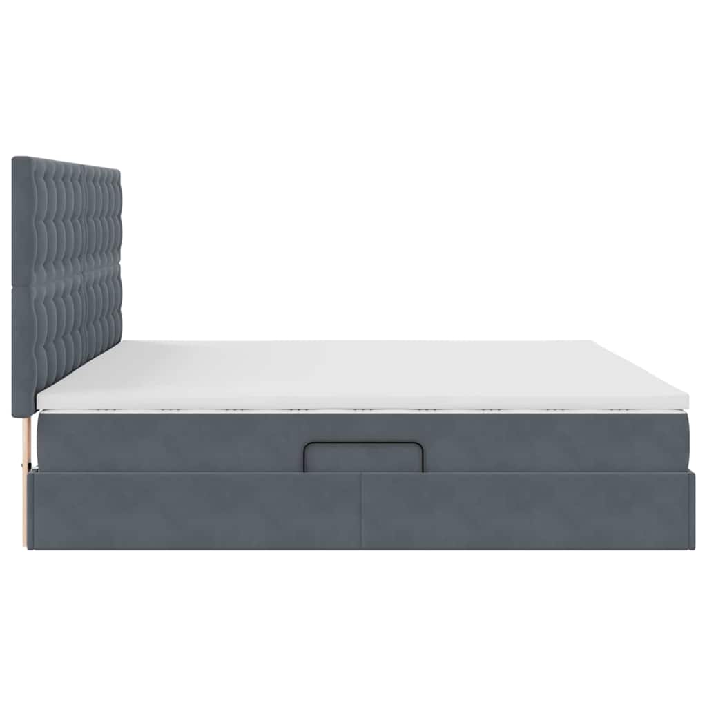 Letto con testiera Grigio scuro 200 x 200 cm Velluto