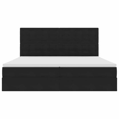 Letto con luci a strisce a LED Nero 200 x 200 cm Velluto
