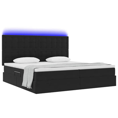 Letto con luci a strisce a LED Nero 200 x 200 cm Velluto