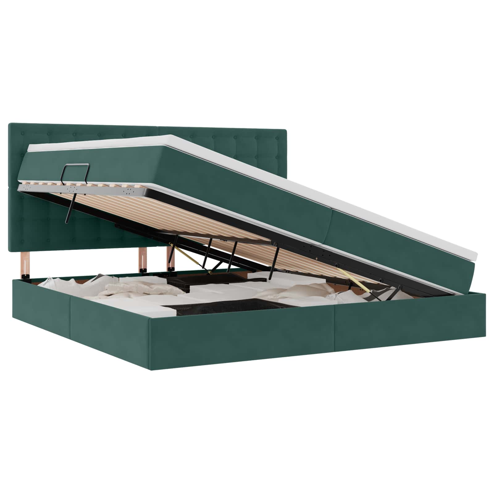 Letto con contenitore LED e materasso Verde Scuro 200 x 200 cm | homemem39